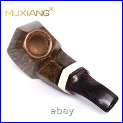MUXIANG Handmade Briar Tobacco Pipe Smooth Facet Bowl Pipe Ivorite Vulcanit Stem