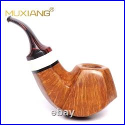 MUXIANG Handmade Briar Tobacco Pipe Smooth Facet Bowl Pipe Ivorite Vulcanit Stem