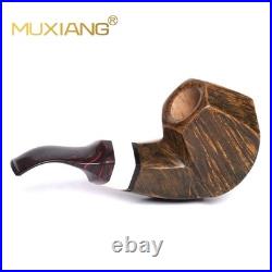 MUXIANG Handmade Briar Tobacco Pipe Smooth Facet Bowl Pipe Ivorite Vulcanit Stem
