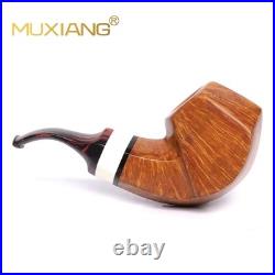 MUXIANG Handmade Briar Tobacco Pipe Smooth Facet Bowl Pipe Ivorite Vulcanit Stem