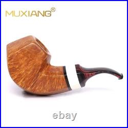 MUXIANG Handmade Briar Tobacco Pipe Smooth Facet Bowl Pipe Ivorite Vulcanit Stem