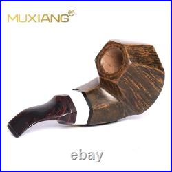 MUXIANG Handmade Briar Tobacco Pipe Smooth Facet Bowl Pipe Ivorite Vulcanit Stem