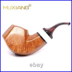 MUXIANG Handmade Briar Tobacco Pipe Smooth Facet Bowl Pipe Ivorite Vulcanit Stem