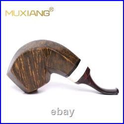 MUXIANG Handmade Briar Tobacco Pipe Smooth Facet Bowl Pipe Ivorite Vulcanit Stem
