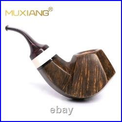 MUXIANG Handmade Briar Tobacco Pipe Smooth Facet Bowl Pipe Ivorite Vulcanit Stem