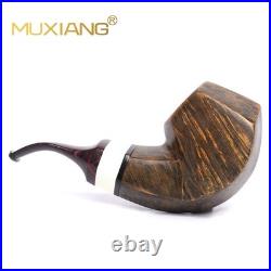 MUXIANG Handmade Briar Tobacco Pipe Smooth Facet Bowl Pipe Ivorite Vulcanit Stem