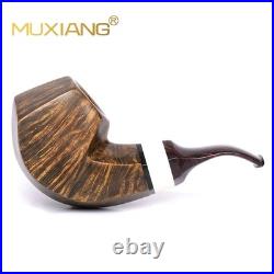 MUXIANG Handmade Briar Tobacco Pipe Smooth Facet Bowl Pipe Ivorite Vulcanit Stem