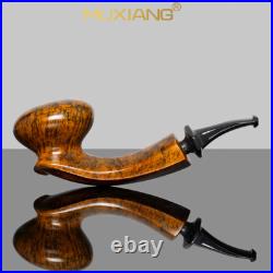 MUXIANG Handmade Briar Tomato Pipe Smooth Wooden Freehand Tobacco Pipe Vulcanite
