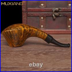 MUXIANG Handmade Briar Volcano Pipe 3mm Wooden Smooth Tobacco Pipe Vulcanit Stem