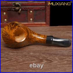 MUXIANG Handmade Briar Volcano Pipe 3mm Wooden Smooth Tobacco Pipe Vulcanit Stem