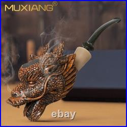 MUXIANG Handmade Briar Wood Freehand High End Dragon Collectible Tobacco Pipe