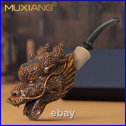 MUXIANG Handmade Briar Wood Freehand High End Dragon Collectible Tobacco Pipe