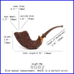 MUXIANG Handmade Briar Wooden Bent Pipe Rusticated Tobacco Pipe Vulcanite Stem