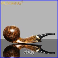 MUXIANG Handmade Briar Wooden Tobacco Pipe Freehand Blowfish Pipe Vulcanite Stem
