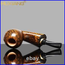 MUXIANG Handmade Briar Wooden Tobacco Pipe Freehand Blowfish Pipe Vulcanite Stem