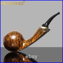 MUXIANG Handmade Briar Wooden Tobacco Pipe Freehand Blowfish Pipe Vulcanite Stem