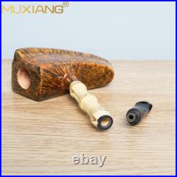 MUXIANG Handmade Briar Wooden Tomahawk Pipe Burl Freehand Bamboo Tobacco Pipe