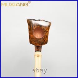 MUXIANG Handmade Briar Wooden Tomahawk Pipe Burl Freehand Bamboo Tobacco Pipe