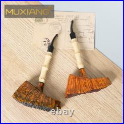 MUXIANG Handmade Briar Wooden Tomahawk Pipe Burl Freehand Bamboo Tobacco Pipe