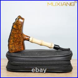 MUXIANG Handmade Briar Wooden Tomahawk Pipe Burl Freehand Bamboo Tobacco Pipe