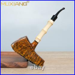 MUXIANG Handmade Briar Wooden Tomahawk Pipe Burl Freehand Bamboo Tobacco Pipe