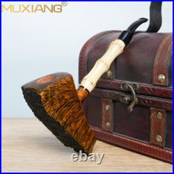 MUXIANG Handmade Briar Wooden Tomahawk Pipe Burl Freehand Bamboo Tobacco Pipe