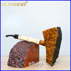 MUXIANG Handmade Briar Wooden Tomahawk Pipe Burl Freehand Bamboo Tobacco Pipe