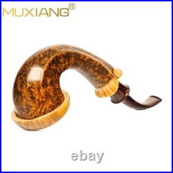 MUXIANG Handmade Calabash Pipe Briar Wood Smooth Tobacco Pipe 3mm Vulcanite Stem