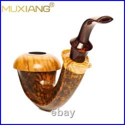 MUXIANG Handmade Calabash Pipe Briar Wood Smooth Tobacco Pipe 3mm Vulcanite Stem