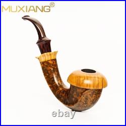 MUXIANG Handmade Calabash Pipe Briar Wood Smooth Tobacco Pipe 3mm Vulcanite Stem