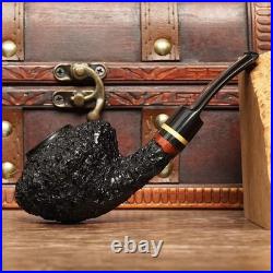 MUXIANG Handmade Carved Briar Tomato Pipe Rustic Wood Tobacco Pipe Ebonite Stem