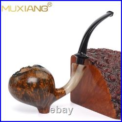 MUXIANG Handmade Freehand Pipe Briar Wooden Cavalier Pipe Smooth Tobacco Pipe