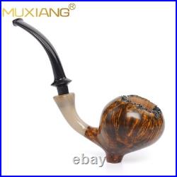 MUXIANG Handmade Freehand Pipe Briar Wooden Cavalier Pipe Smooth Tobacco Pipe