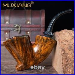 MUXIANG Handmade Freehand Pipe Briar Wooden Smooth Tobacco Pipe Ebonite Stem