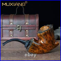 MUXIANG Handmade Freehand Pipe Briar Wooden Smooth Tobacco Pipe Ebonite Stem