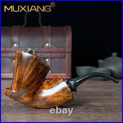 MUXIANG Handmade Freehand Pipe Briar Wooden Smooth Tobacco Pipe Ebonite Stem