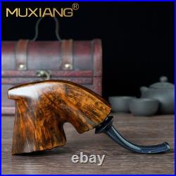 MUXIANG Handmade Freehand Pipe Briar Wooden Smooth Tobacco Pipe Ebonite Stem