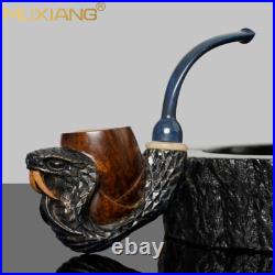 MUXIANG Handmade Freehand Pipe Rustic Carved Tobacco Smoking Pipe Snake Pipe