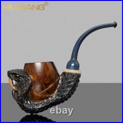 MUXIANG Handmade Freehand Pipe Rustic Carved Tobacco Smoking Pipe Snake Pipe