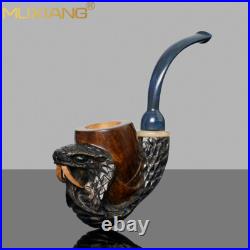 MUXIANG Handmade Freehand Pipe Rustic Carved Tobacco Smoking Pipe Snake Pipe