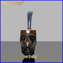 MUXIANG Handmade Freehand Pipe Rustic Carved Tobacco Smoking Pipe Snake Pipe