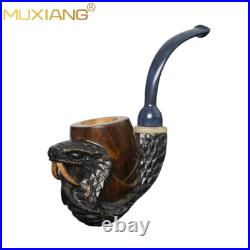 MUXIANG Handmade Freehand Pipe Rustic Carved Tobacco Smoking Pipe Snake Pipe