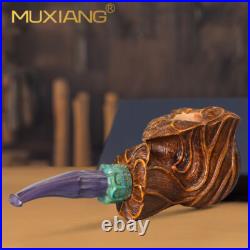 MUXIANG Handmade Freehand Pipe Sandblasted Briar Tobacco Pipe Rustic Wooden Pipe