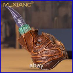 MUXIANG Handmade Freehand Pipe Sandblasted Briar Tobacco Pipe Rustic Wooden Pipe