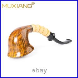 MUXIANG Handmade Freehand Tobacco Pipe Briar Smooth Pipe Bamboo Ebonite Stem