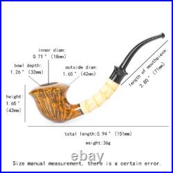 MUXIANG Handmade Freehand Tobacco Pipe Briar Smooth Pipe Bamboo Ebonite Stem