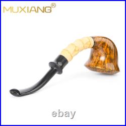MUXIANG Handmade Freehand Tobacco Pipe Briar Smooth Pipe Bamboo Ebonite Stem