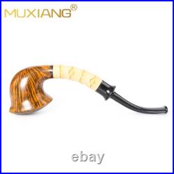 MUXIANG Handmade Freehand Tobacco Pipe Briar Smooth Pipe Bamboo Ebonite Stem