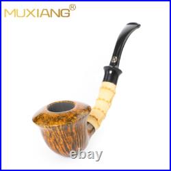 MUXIANG Handmade Freehand Tobacco Pipe Briar Smooth Pipe Bamboo Ebonite Stem