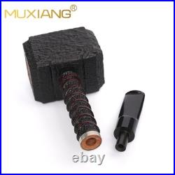 MUXIANG Handmade Poker Pipe Briar Wooden Tobacco Pipe Sandblasted Hammer Pipe